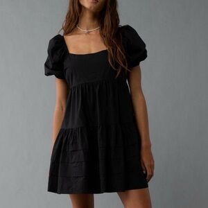 Babydoll Black Women's Dress Square Neck